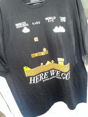 Super Mario Bros. 'Here We Go' Black Short Sleeve Tee